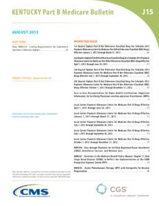 KENTUCKY Part B Medicare Bulletin  J15 august 2013 HOT TOPIC