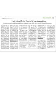 MULTIMEDIASeptember 2008 Leichtes Spiel dank Microtargeting Parteihelfer sammeln riesige Datenmengen über US-Bürger, um aus ihnen Wähler für ihren Kandidaten zu machen