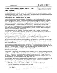 F ACT S HEET  Updated[removed]Guide	
  for	
  Preventing	
  Abuse	
  in	
  Long	
  Term	
   Care	
  Facilities	
  