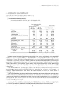 Supplementary Information ‐ 1Q FY March 2015     1. CONSOLIDATED OPERATING RESULTS   