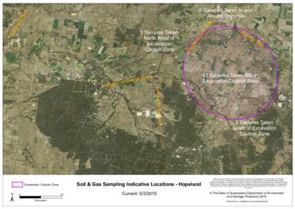 Soil & Gas Sampling Indicative Locations Excavation Caution Zone - Hopeland