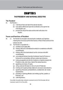 Chapter 5: The President and National Executive  CHAPTER 5 THE PRESIDENT AND NATIONAL EXECUTIVE The President 83.