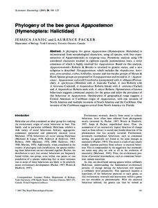 Systematic Entomology[removed], 101±123  Phylogeny of the bee genus Agapostemon