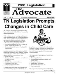 2001 Legislation TENNESSEE COMMISSION ON CHILDREN AND YOUTH