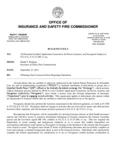 Patient Protection and Affordable Care Act / Navigators / Insurance / Licensure / Economics / Politics / Humanities / Insurance commissioner / Financial institutions / Institutional investors