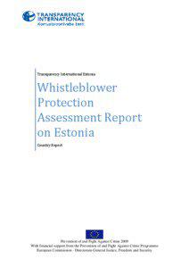 Whistleblower Protection Assessment Report on Estonia