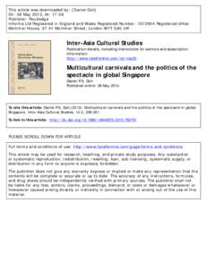 This article was downloaded by: [Daniel Goh] On: 08 May 2013, At: 17:08 Publisher: Routledge Informa Ltd Registered in England and Wales Registered Number: Registered office: Mortimer House, 37-41 Mortimer Street