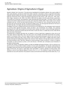 Dr. Jules Janick Agriculture: Origins of Agriculture in Egypt SpringerReference  Agriculture: Origins of Agriculture in Egypt