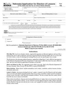 Nebraska Application for Election of Lessors  Form 15