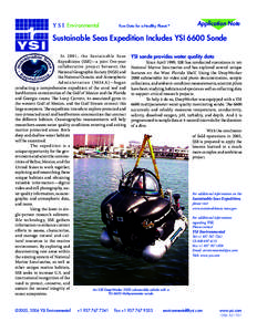 Sustainable Seas Expedition Includes YSI 6600 Sonde