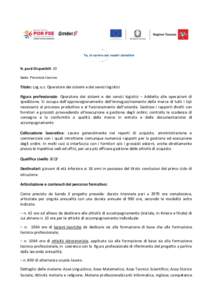 N. posti Disponibili: 20 Sede: Provincia Livorno Titolo: Log.o.s. Operatore dei sistemi e dei servizi logistici Figura professionale: Operatore dei sistemi e dei servizi logistici – Addetto alle operazioni di spedizion