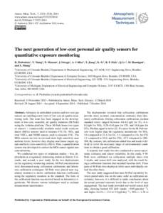 Atmos. Meas. Tech., 7, 3325–3336, 2014 www.atmos-meas-tech.netdoi:amt © Author(sCC Attribution 3.0 License.  The next generation of low-cost personal air quality sensors for