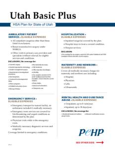 Utah Basic Plus HSA Plan for State of Utah Ambulatory Patient Service » Eligible Expenses  Hospitalization »