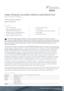 Ardea Wholesale Australian Inflation Linked Bond Fund ARSN[removed]  APIR code HOW0062AU Product Disclosure Statement Dated 27 April 2012