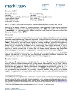 September 19, 2011 Mr. David A. Stawick Secretary Commodity Futures Trading Commission Three Lafayette Centre 1155 21st Street, NW