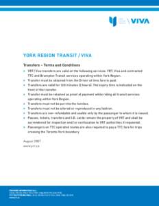 Transport in Canada / Viva / Fare / York University / Transportation in Vaughan / York Region Transit / Public transport in Canada / Ontario