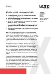 LANXESS IR News Q2 2016 Ergebnisse