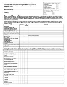 Colorado 4-H Cake Decorating Unit 1 Judging Sheet