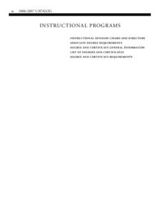 [removed]CATALOG INSTRUCTIONAL PROGRAMS INSTRUCTIONAL DIVISION CHAIRS AND DIRECTORS