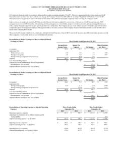 KANSAS CITY SOUTHERN THIRD QUARTER 2013 ANALYST PRESENTATION RECONCILIATION TO GAAP ($ in millions, except per share amounts) KCS reports its financial results in accordance with generally accepted accounting principles 