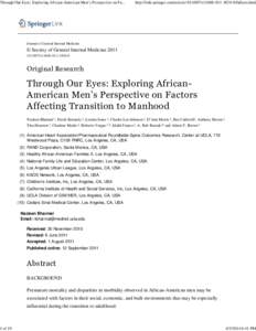 Through Our Eyes: Exploring African-American Men’s Perspective on Faof 19 http://link.springer.com/articles11606fulltext.html