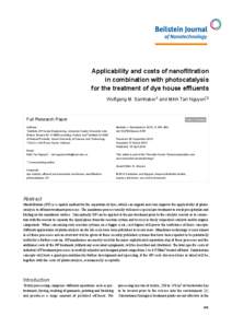 Applicability and costs of nanofiltration in combination with photocatalysis for the treatment of dye house effluents