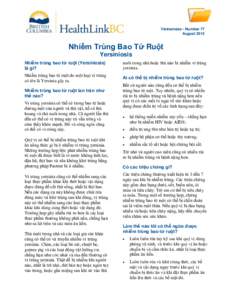 Vietnamese - Number 77 August 2012 Nhiễm Trùng Bao Tử Ruột Yersiniosis Nhiễm trùng bao tử ruột (Yersiniosis)