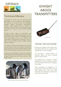 The Sirtrack Difference  KIWISAT ARGOS TRANSMITTERS