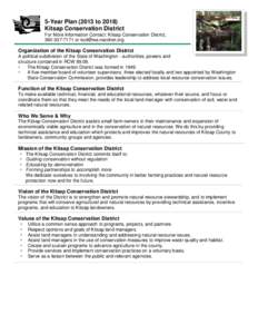 5-Year Plan[removed]to[removed]Kitsap Conservation District For More Information Contact: Kitsap Conservation District, [removed]or [removed]  Organization of the Kitsap Conservation District