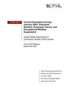 Current Population Survey, January 2004: Displaced Workers, Employee Tenure, and Occupational Mobility Supplement