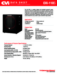 CVi-118S  DATA SHEET CVi S E R I E S - PORTABLE PASSIVE PA SPEAKERS