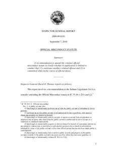 INSPECTOR GENERAL REPORT[removed]September 7, 2010 OFFICIAL MISCONDUCT STATUTE
