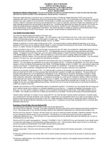 PHARMACY HEALTH SERVICES AUPCC-2155 Walker Building AU Employee Pharmacy[removed]Walker Building AU Student Pharmacy- 400 Lem Morrison Ave Auburn, Alabama[removed]NOTICE OF PRIVACY PRACTICES: THIS NOTICE DESCRIBES HOW MEDICA