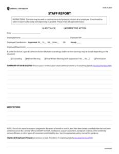 UHRS[removed]STAFF REPORT INSTRUCTIONS: This form may be used as a written record of praise or criticism of an employee. Care should be taken to report as factually and objectively as possible. Please check all applicabl