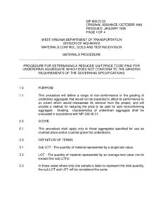 MP[removed]ORIGINAL ISSUANCE: OCTOBER 1981 REISSUED: JANUARY 1995 PAGE 1 OF 4 WEST VIRGINIA DEPARTMENT OF TRANSPORTATION DIVISION OF HIGHWAYS