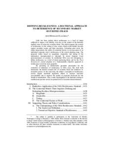 Common law / United States securities law / Tort law / Private Securities Litigation Reform Act / Scienter / Recklessness / Willful blindness / SEC Rule 10b-5 / Intention / Law / Criminal law / Elements of crime