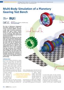 Customer Application | Wolfgang Predki, Dietmar Vill, Jennifer Papies, Chair of Mechanical Components and Power Transmission, Ruhr University Bochum  Multi-Body Simulation of a Planetary