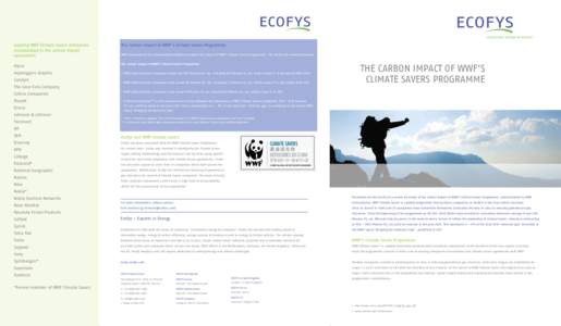 Leading WWF Climate Savers companies incorporated in the carbon impact assessment The carbon impact of WWF’s Climate Savers Programme