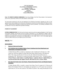 CITY OF FOLSOM PLANNING COMMISSION AGENDA February 19, 2014 CITY COUNCIL CHAMBERS 6:30 p.m. 50 Natoma Street