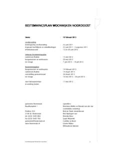 BESTEMMINGSPLAN WOONWIJKEN NOORD NOORDOOST Versie  :