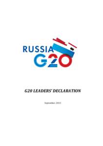 G20 LEADERS’ DECLARATION September, 2013 Table of Contents  Preamble ....................................................................................................................................................