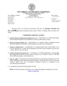 NEW JERSEY LAW REVISION COMMISSION Vito A. Gagliardi, Jr., Chairman Peter J. Barnes III Andrew O. Bunn Albert Burstein John J. Farmer, Jr.