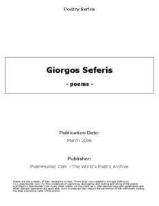 Giorgos / Philip Sherrard / Edmund Keeley / Modern Greek literature / Greece / Literature / Giorgos Seferis / Greek literature / Denial