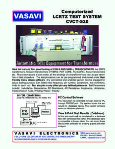 VASAVI  Computerized LCRTZ TEST SYSTEM CVCT-S20