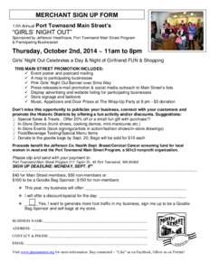 MERCHANT SIGN UP FORM 11th Annual Port Townsend Main Street’s  “GIRLS’ NIGHT OUT”