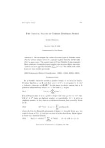 775  Documenta Math. The Critical Values of Certain Dirichlet Series Goro Shimura