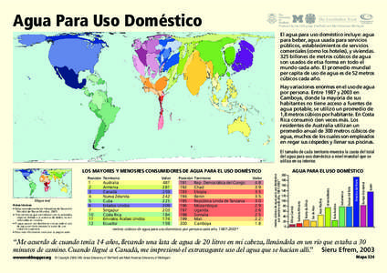 Agua Para Uso Doméstico  Produced by the SASI group (Sheffield) and Mark Newman (Michigan) El agua para uso doméstico incluye: agua para beber, agua usada para servicios