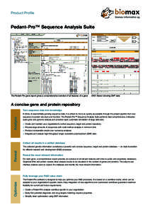 Product Profile  Pedant-Pro™ Sequence Analysis Suite The Pedant-Pro gene report gives a comprehensive overview of all features of a gene