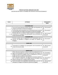 PROCESO ELECTORAL ORDINARIO[removed]ELECCIÓN DE DIPUTADOS AL CONGRESO DEL ESTADO DE COAHUILA DE ZARAGOZA