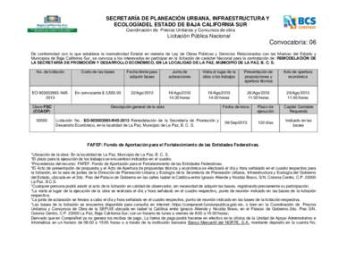 SECRETARÍA DE PLANEACIÓN URBANA E INFRAESTRUCTURA DEL ESTADO DE BAJA CALIFORNIA SUR